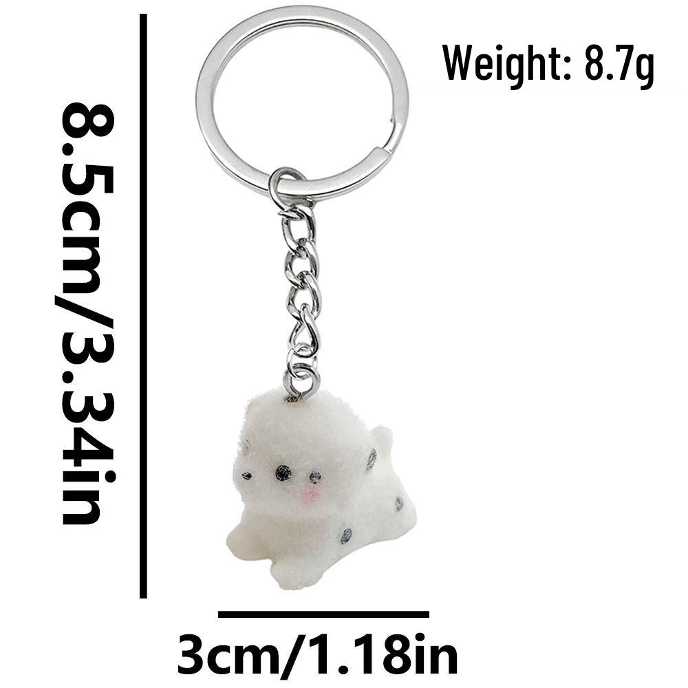 

Cartoon Resin Flocked Animal Keychain - Cute Puppy, Bichon, Alpaca, Rabbit Bag Charm Pendant