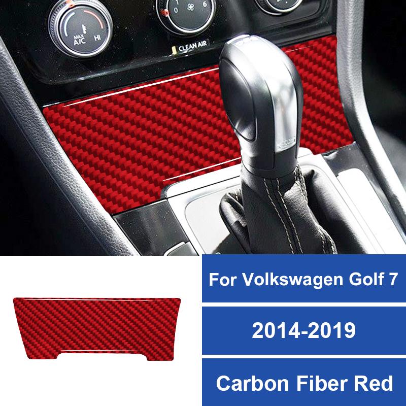 1PC Real Carbon Fiber Car Center Console Cigarette Lighter Panel Stickers For Volkswagen Golf 7 2014-2019 Interior Accessories