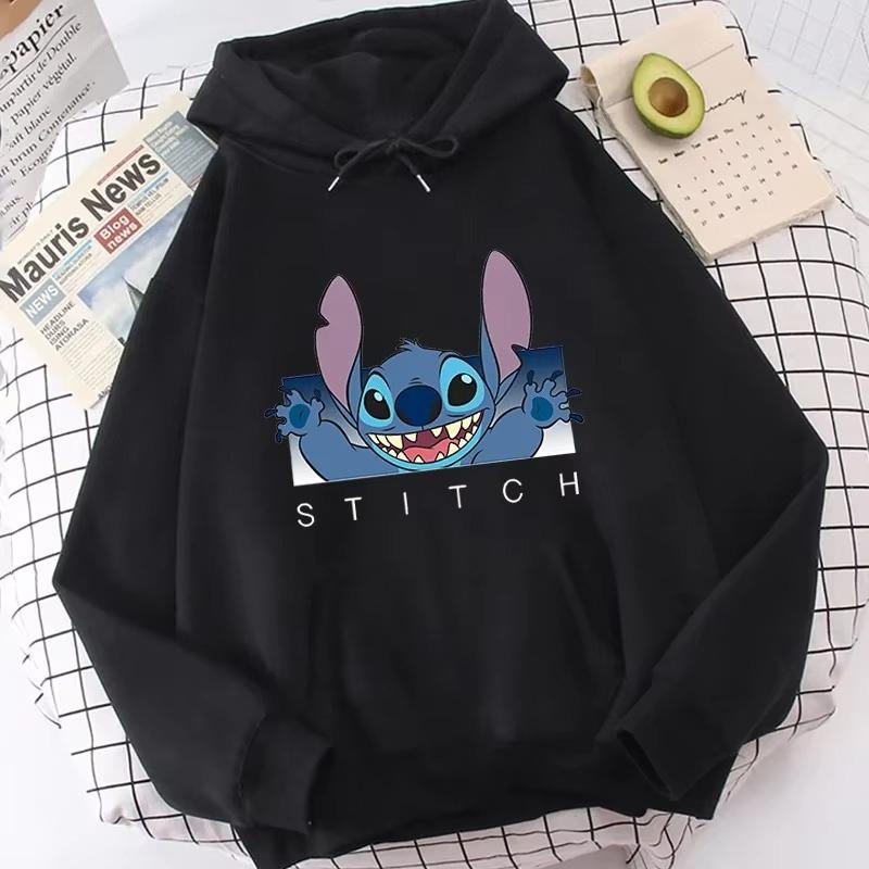 Lilo & Stitch Print Hoodie Cute Cartoon Disney Graphic Sweatshirt Autumn and Winter Men and Women Casual Long-sleeved Jumper Top