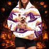 Dámská módní mikina s kapucí a potiskem na Halloween s kapsou na mazlíčka, ležérní mikina