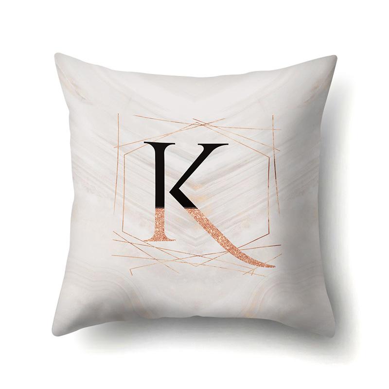 Polyester Pillow Case Black Gold Watercolor Home Furnishing 26 English Letters Printed Waist Cushion Sofa Pillow Case