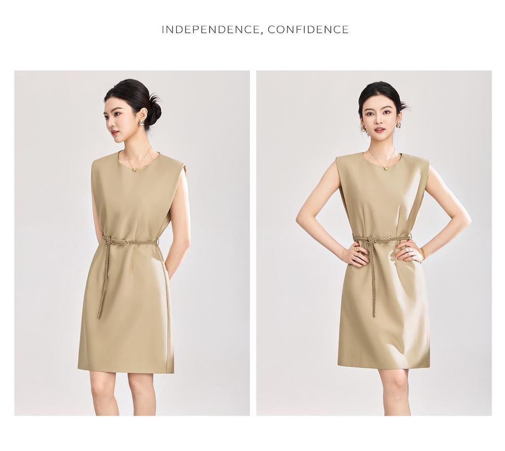 High-End Women's Sleeveless Waist-Cinched Business Dress - New Summer Arrival