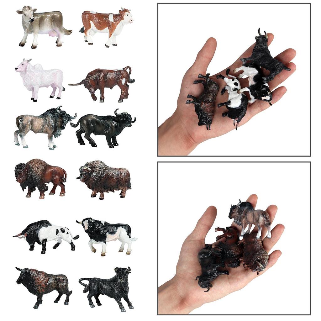 Cattle Decorative Figures Realistic Farm Animal Figurines Small Animals Educational Toys for Kids Home Decor