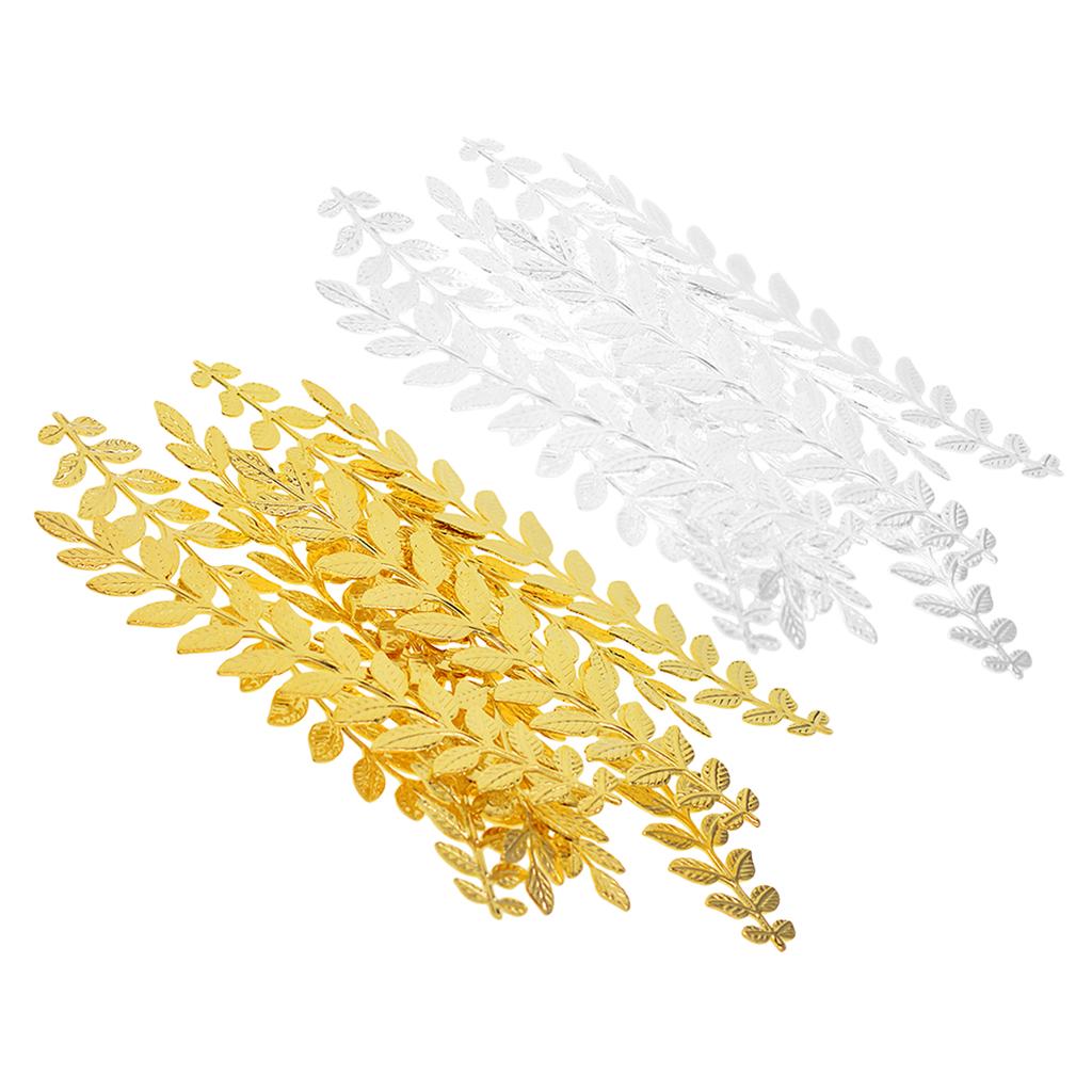20 peças em formato de ramo de folha longa joias fazendo descobertas 120 mm prata/dourado