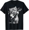 Musician Cat T-Shirt Cute Guitar Graphic 100% Cotton Unisex Shirt