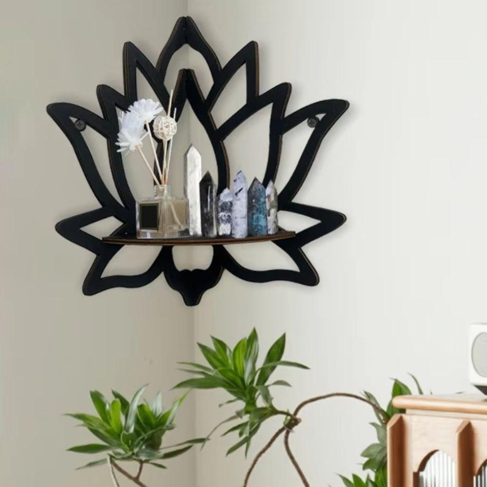 Hollow Lotus Floating Wall Shelf Hanging Wall Display Shelf Corner Decorative Rack Potted Plants