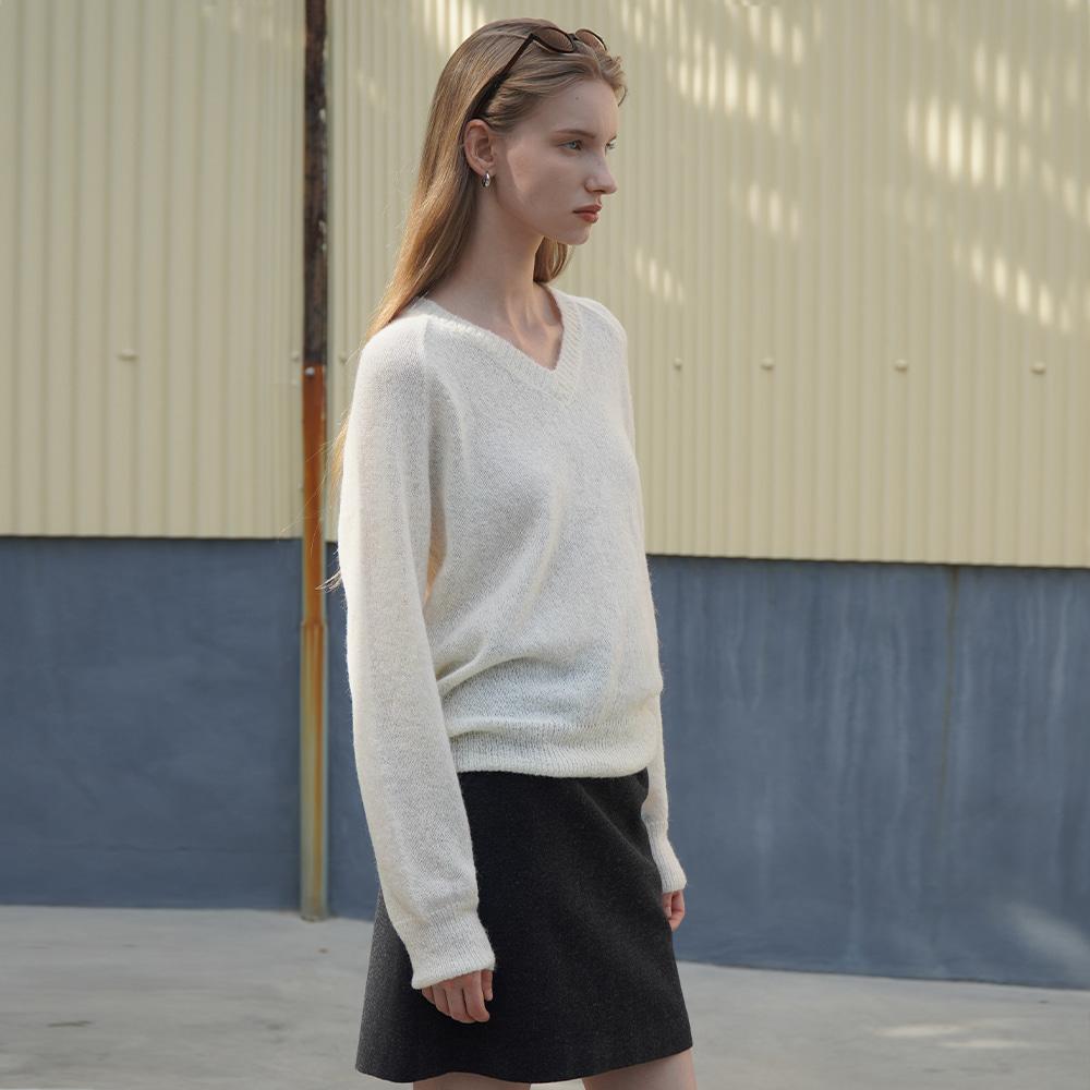 Hiikeu Wool Alpaca Plain Knit_Cream