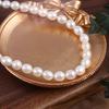 1String, Fashion Women's Natural Freshwater Pearls, 7-8 Mm, White Round Pearl Beads for DIY Necklaces, Bracelets Accessories, Jewelry Making 36cm