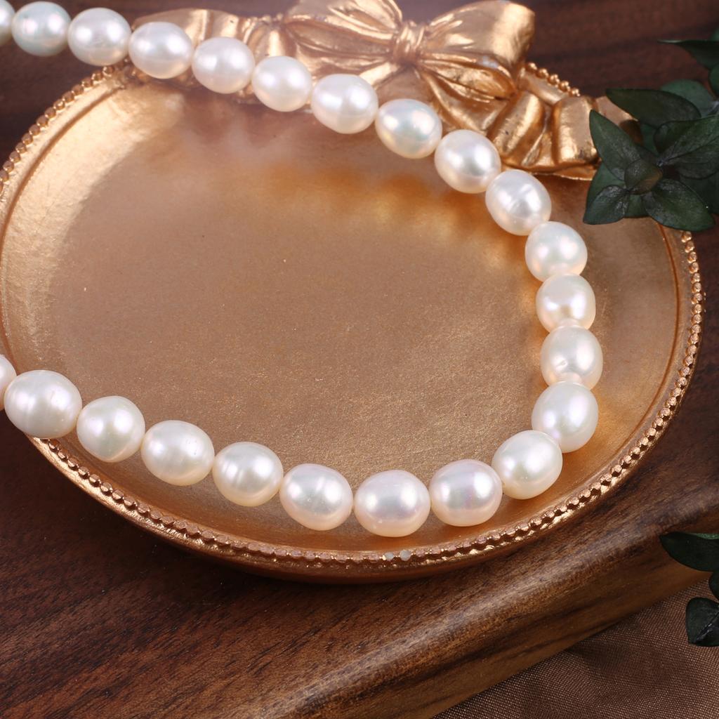 1String, Fashion Women's Natural Freshwater Pearls, 7-8 Mm, White Round Pearl Beads for DIY Necklaces, Bracelets Accessories, Jewelry Making 36cm