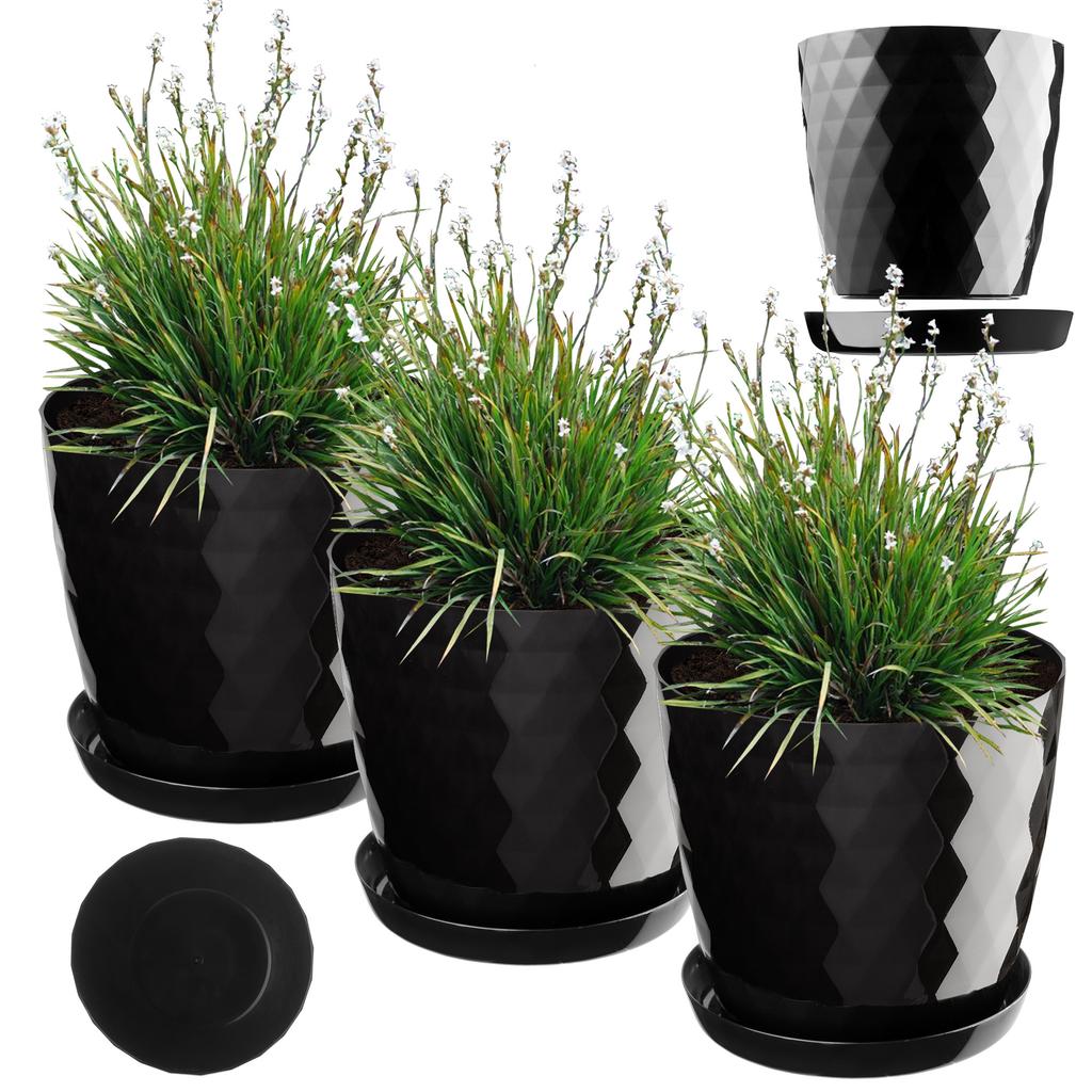 KADAX 3x Pot 16cm Cover + White Saucer