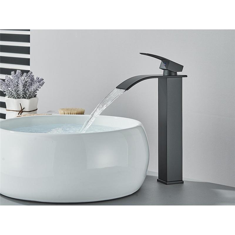 Brushed Golden Basin Faucets Elegant Waterfall Bathroom Sink Faucet Single Lever Hole Deck Mount Brass  Mixer Taps