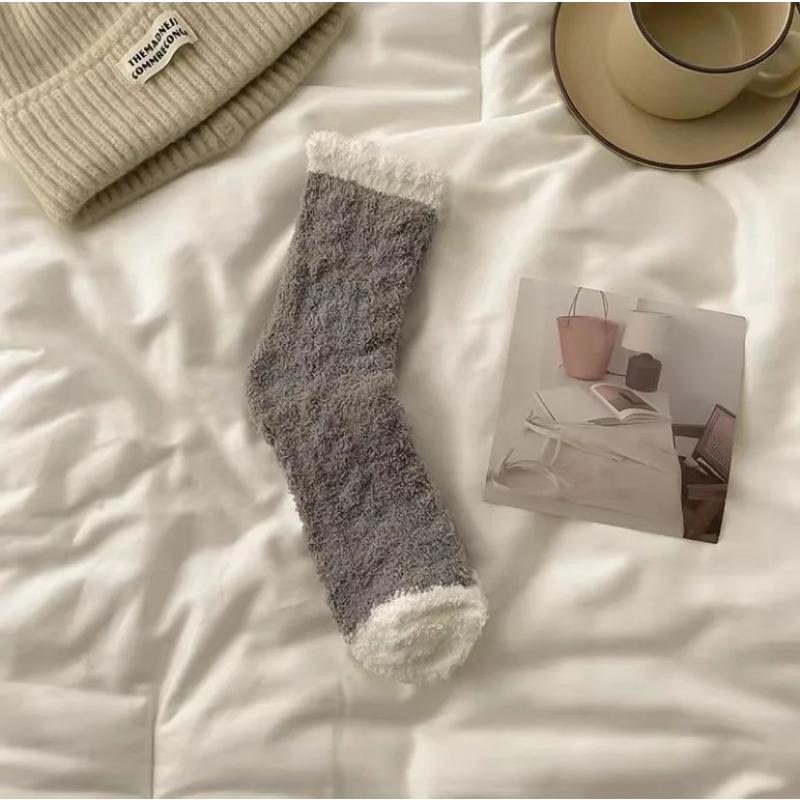 Vintervarme Fluffy Fuzzy Sokker Tykke Termisk Myk Kawaii Kaldmotstand Sokker Coral Fleece Gulv Sovestrømpe