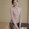 Women Half Zipper Yoga Long Sleeve Top Slim Elastic Quick-Drying Breathable Solid Color Top  Gym Athletic Yoga Running Wear