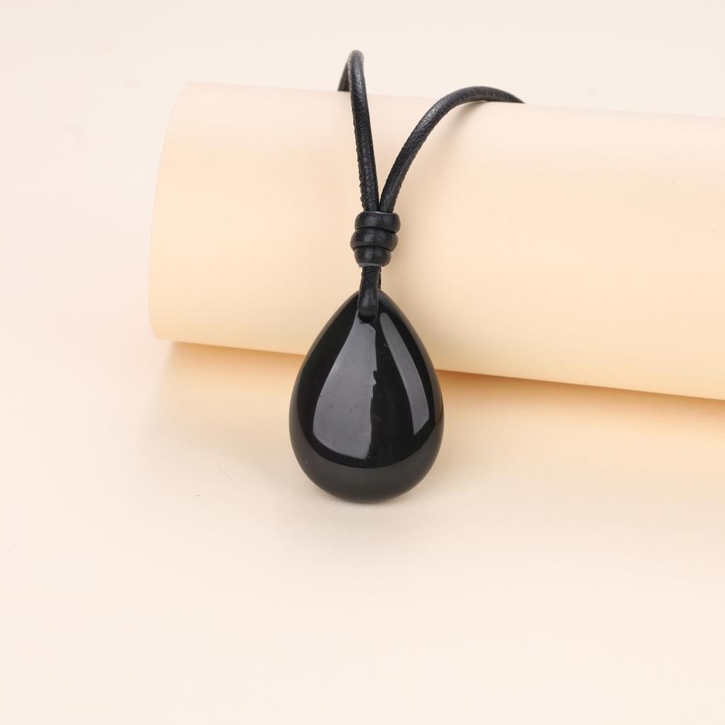 Obsidian Teardrop Amulet Power Stone Unisex [Koai] Necklace,