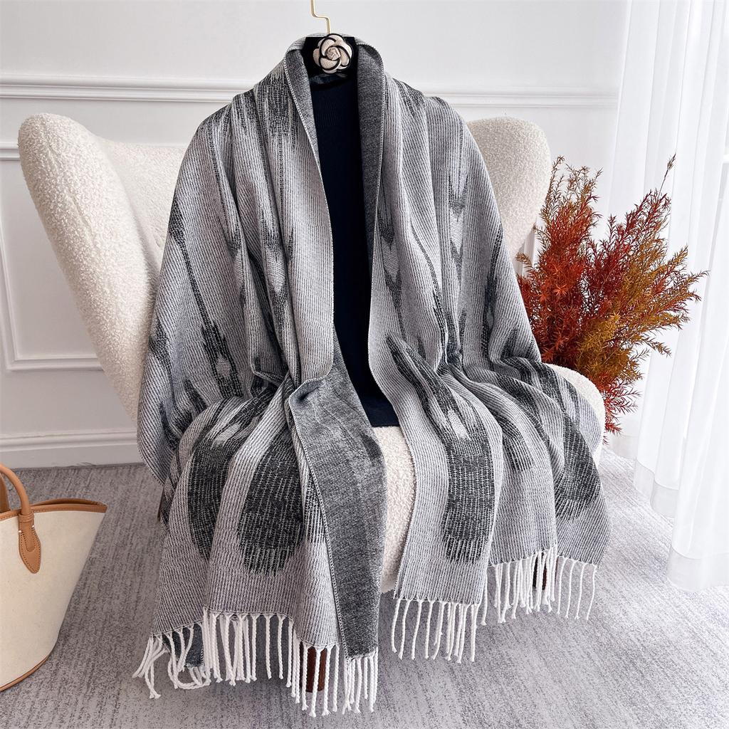 Vinter varmt kasjmirskjerf for kvinner Luksustrykk Pashmina sjal Wrap halstørkle kvinne Bufanda Echarpe Design pannebånd