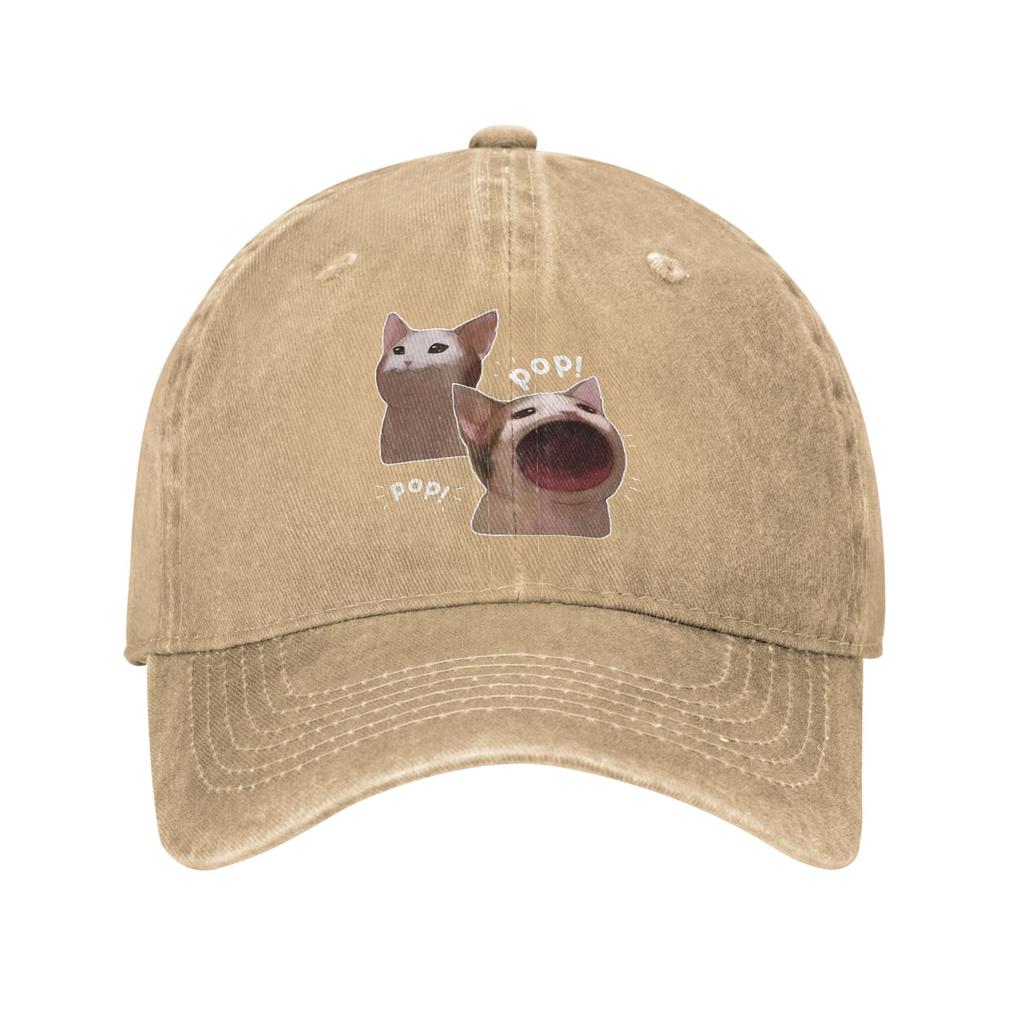Funny Pop Silly Cat Meme Baseball Caps for Unisex Women Distressed Washed Snapback Cap YK Kitty Outdoor Activities Adjustable Hat