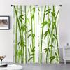 Modern Style Bamboo Wall Print Curtains for Living Room Bedroom Easy To Hang Semi-Transparent Machine Washable Home Decoration