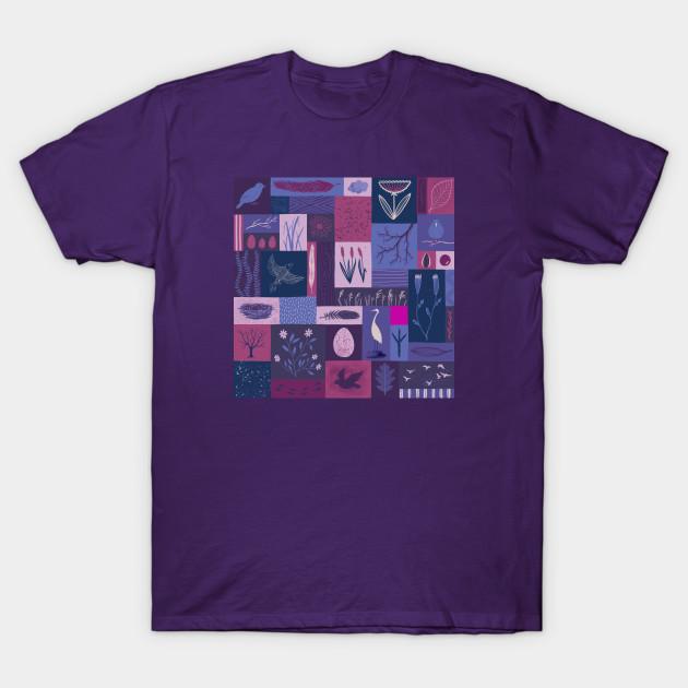 Men Black Print T-shirt Purple Birds No-Cut Transfer Paper Print Cotton Tshirt M фиолетовый
