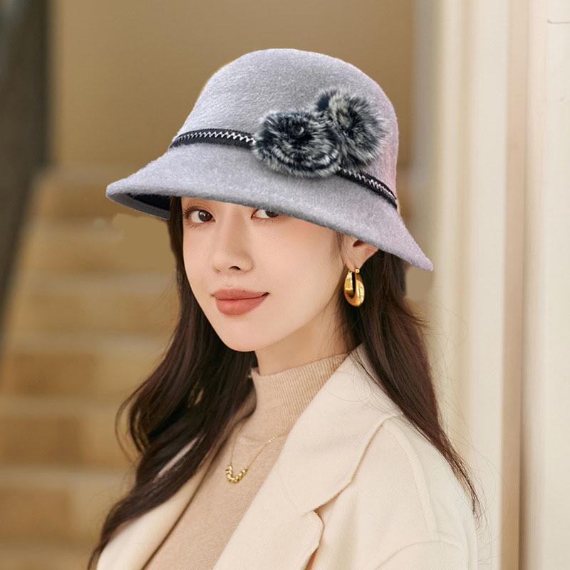 Womens Autumn Winter Wool Fedora Hat With Adjustable Fit For Casual Wear