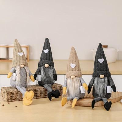 New 4/2/1PC Coffee Gnome Plush Faceless Doll Bar Decor Gnomes Ornament for Farmhouse Festival Plush Doll Christmas Decorations