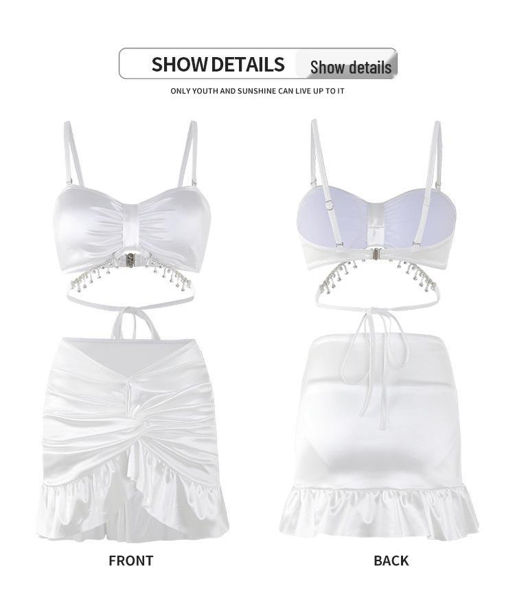 Women's Three-Piece Rhinestone Bikini Set: Sexy Push-Up, Tummy Control, Slimming Swimsuit for Vacation