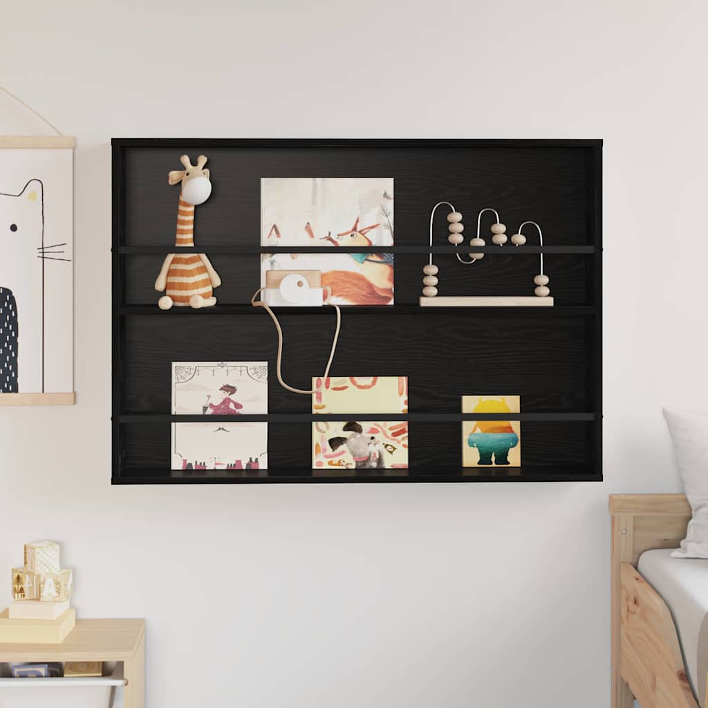 Magazine Shelf with Shelf Black Oak Effect 100 x 12 x 70 cm