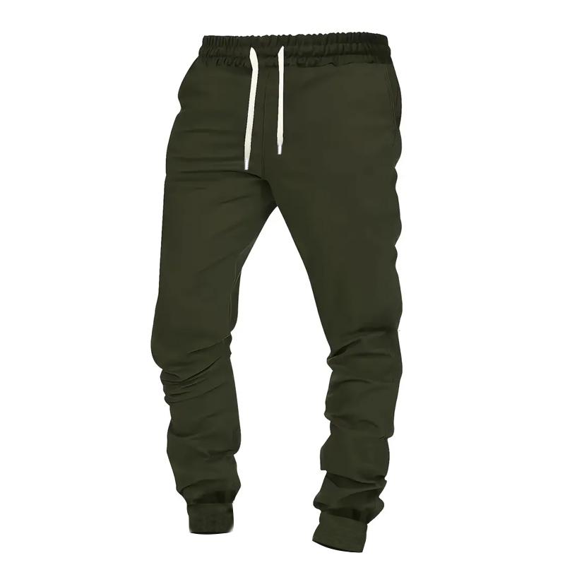 Men Pure Color Sport Trousers Elastic Waist Draw Rope Jogger Sweatpants