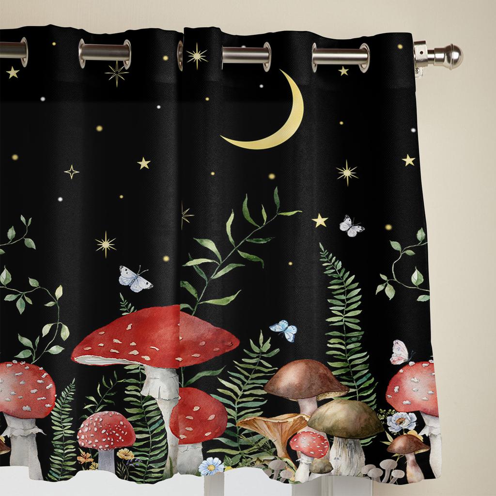 Plants Mushrooms Flowers Moon Modern Window Curtains for Living Room Bedroom Curtain Kitchen Treatment Blinds Drapes