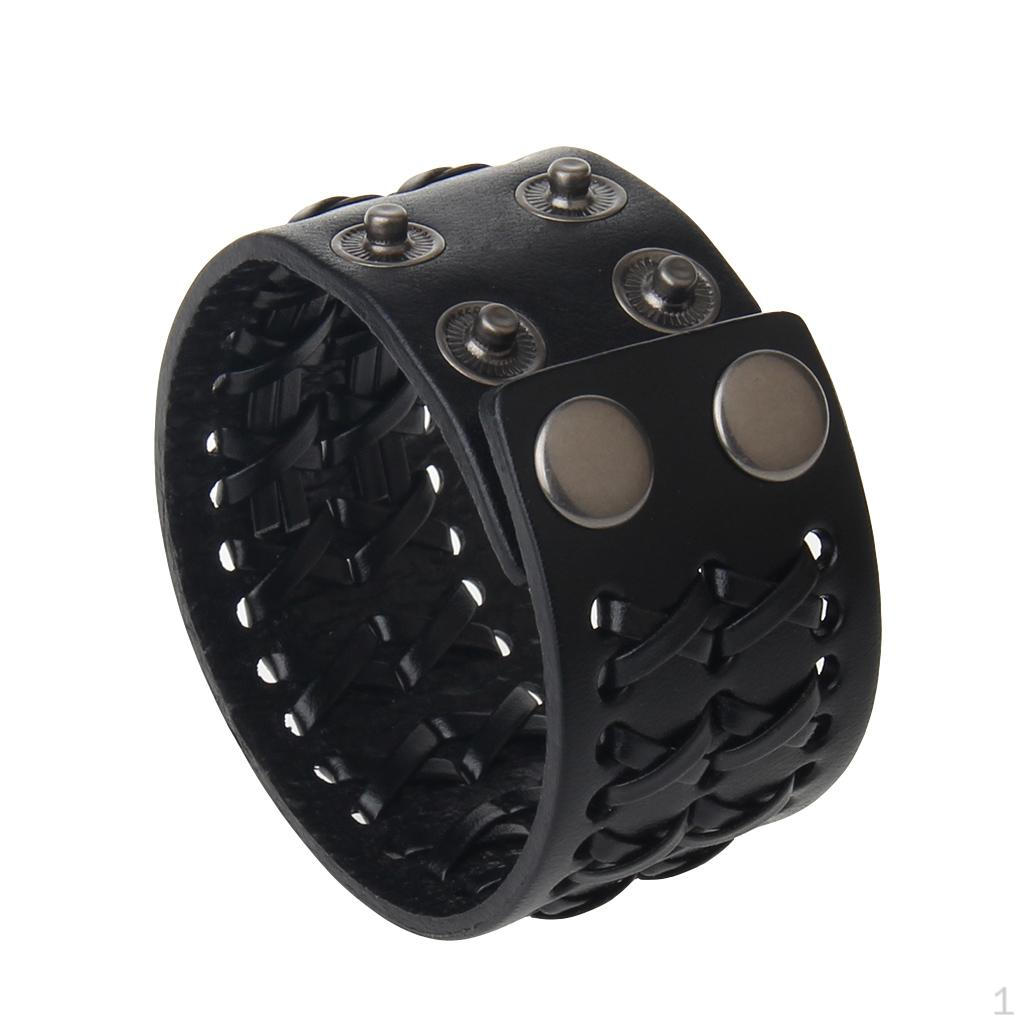 Charm Alloy Mens Wide Soft PU Leather Belt Bracelet Cuff Wristband