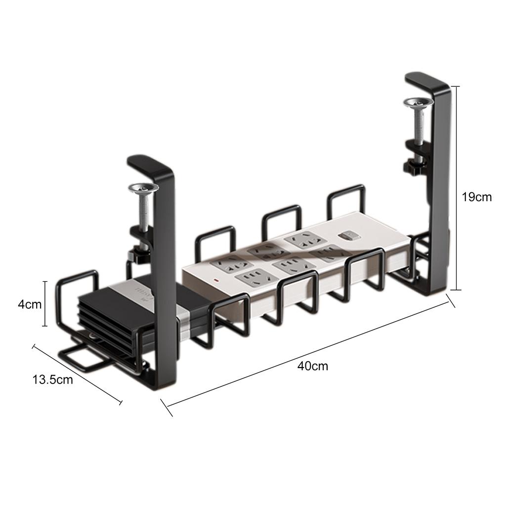 Under Desk Cable Tray - Under The Table Socket Cord Storage Holder Rack Outlet Organizer, Wire Cable Management for Office