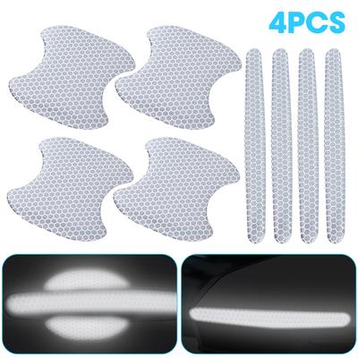 4 adesivi riflettenti per auto, maniglia della portiera, ciotola della portiera, antigraffio, resistente all'usura, micro-riflettente, protezione adesivo decalcomania
