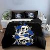 Skull and Blue Rose Trio Design kid's and adults' bedroom decor, Exquisite three-piece bedding set gift
