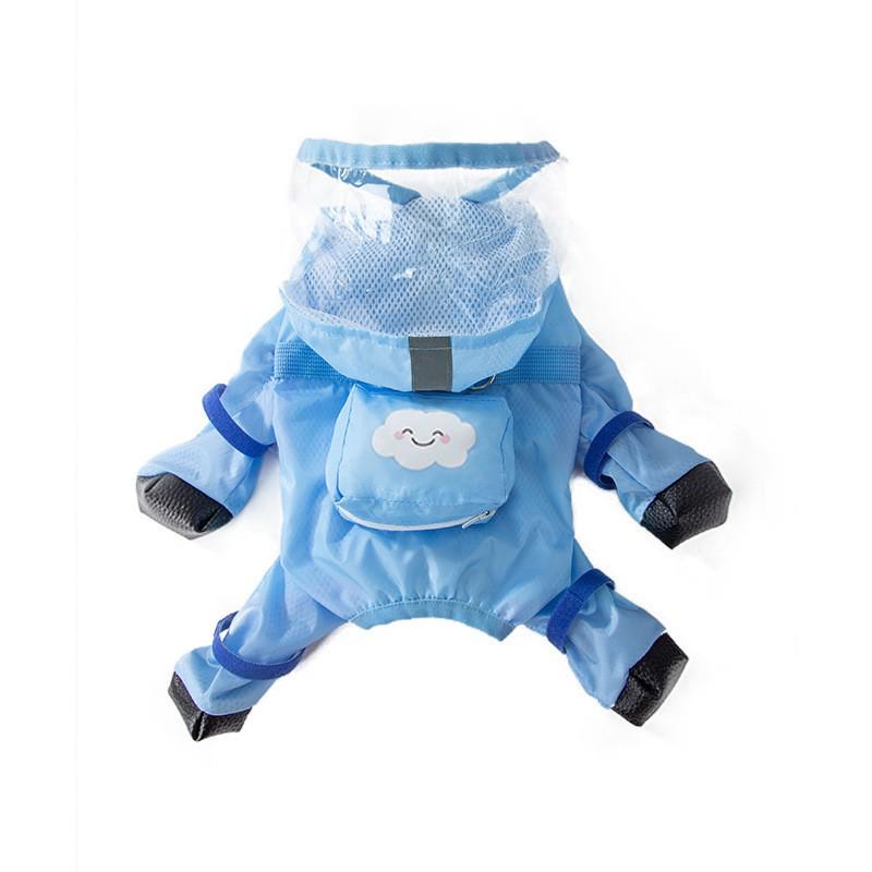 Four-Legged Dinosaur Dog Raincoat with 3D Tail – Waterproof for Medium & Large Breeds
