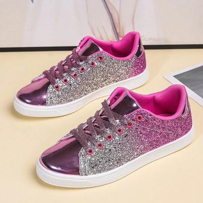 Baskets à lacets de haute qualité pour femmes avec strassChaussures pour femmes plates avec chaussures d'extérieur décontractées confortables et antidérapantes pour femmes