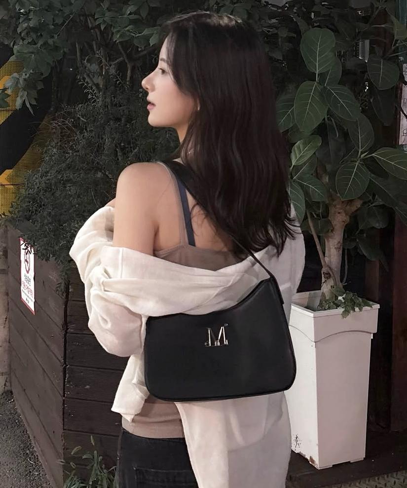Mucent Terrine Metal Logo Leather Hobo Bag Unisex