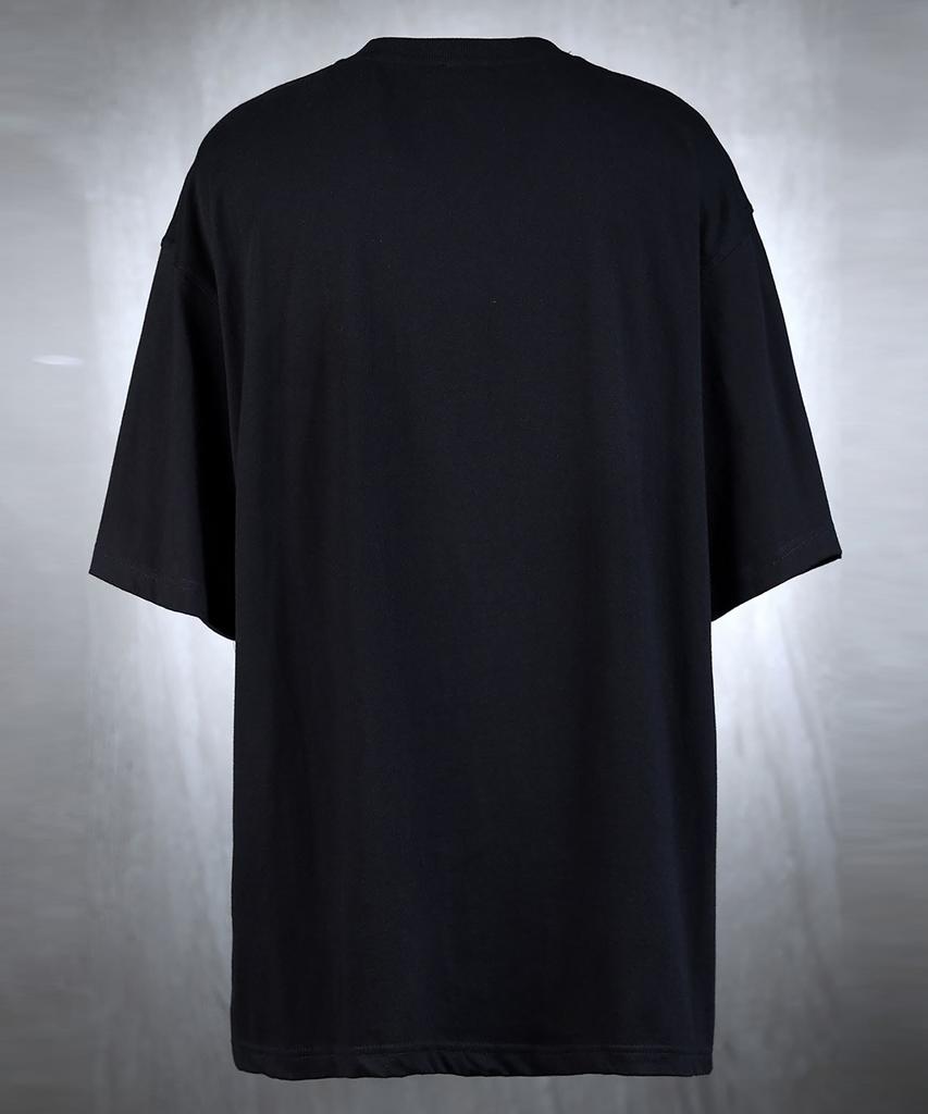 Kileutimuka Square Embroidered Patch Loose Fit Short Sleeve T-Shirt Black
