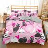 Cartoons Niedliche Katze Bettbezug Polyester Bettdeckenbezug Kissenbezug Junge Mädchen Liebevolle Tiere Bettwäscheset King Queen Full Size