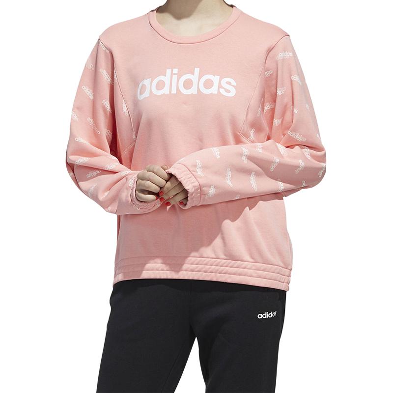 Adidas Round Neck Sports Comfortable Long Sleeve Sweatshirt Women sweatshirt Pink FM6184