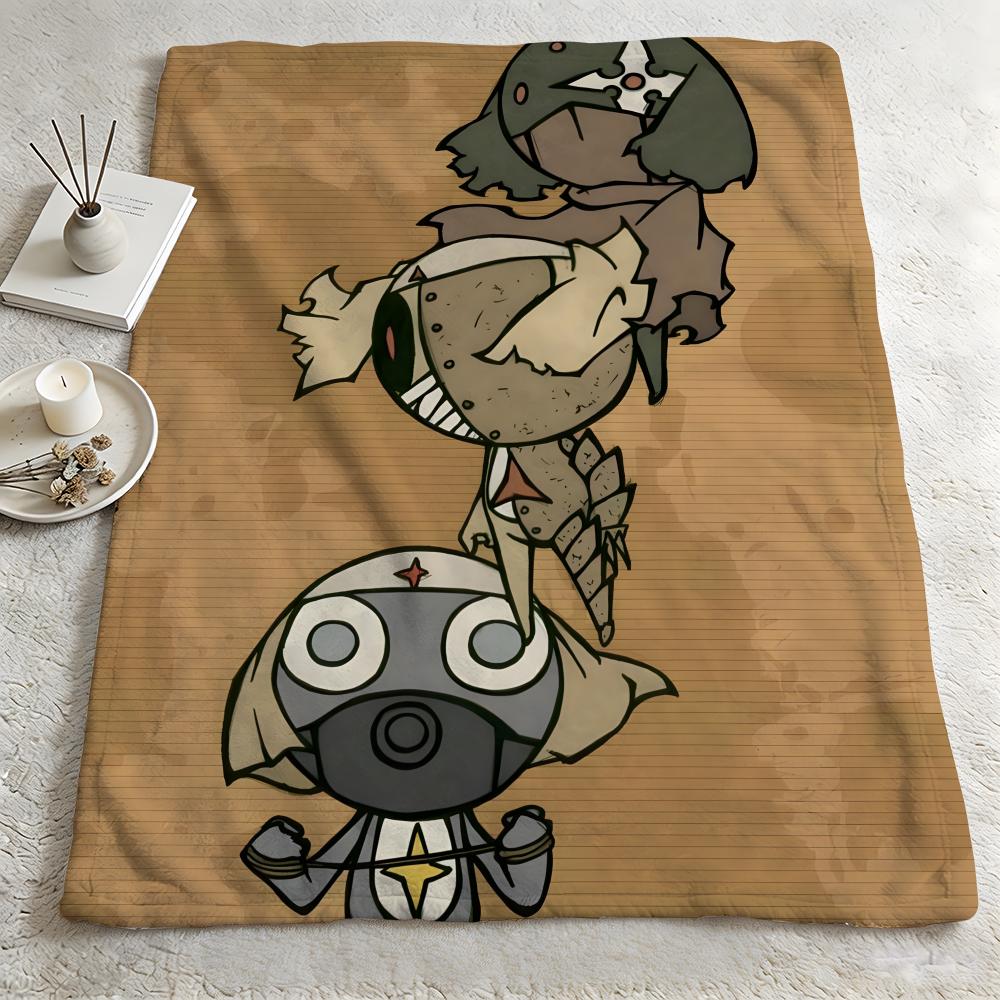 Anime K-Keroro Gunso-o Throw Warm Soft Flannel Blanket, Multi-use for Sofa Bed Camping Travel Nap