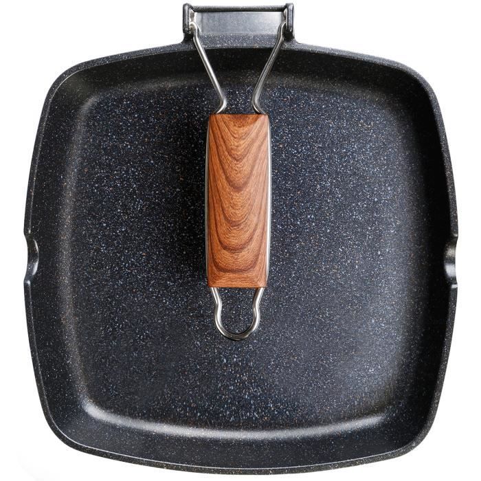 Poêle à griller - wecook - ecochef - 24x24cm - antiadhésive - fonte d'aluminium noir