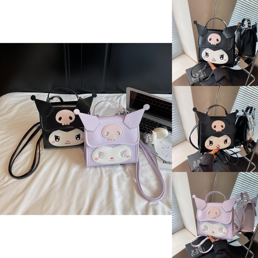 Kuromi Cute Girl Backpack Pu Material With Zipper Closure For Daily Use