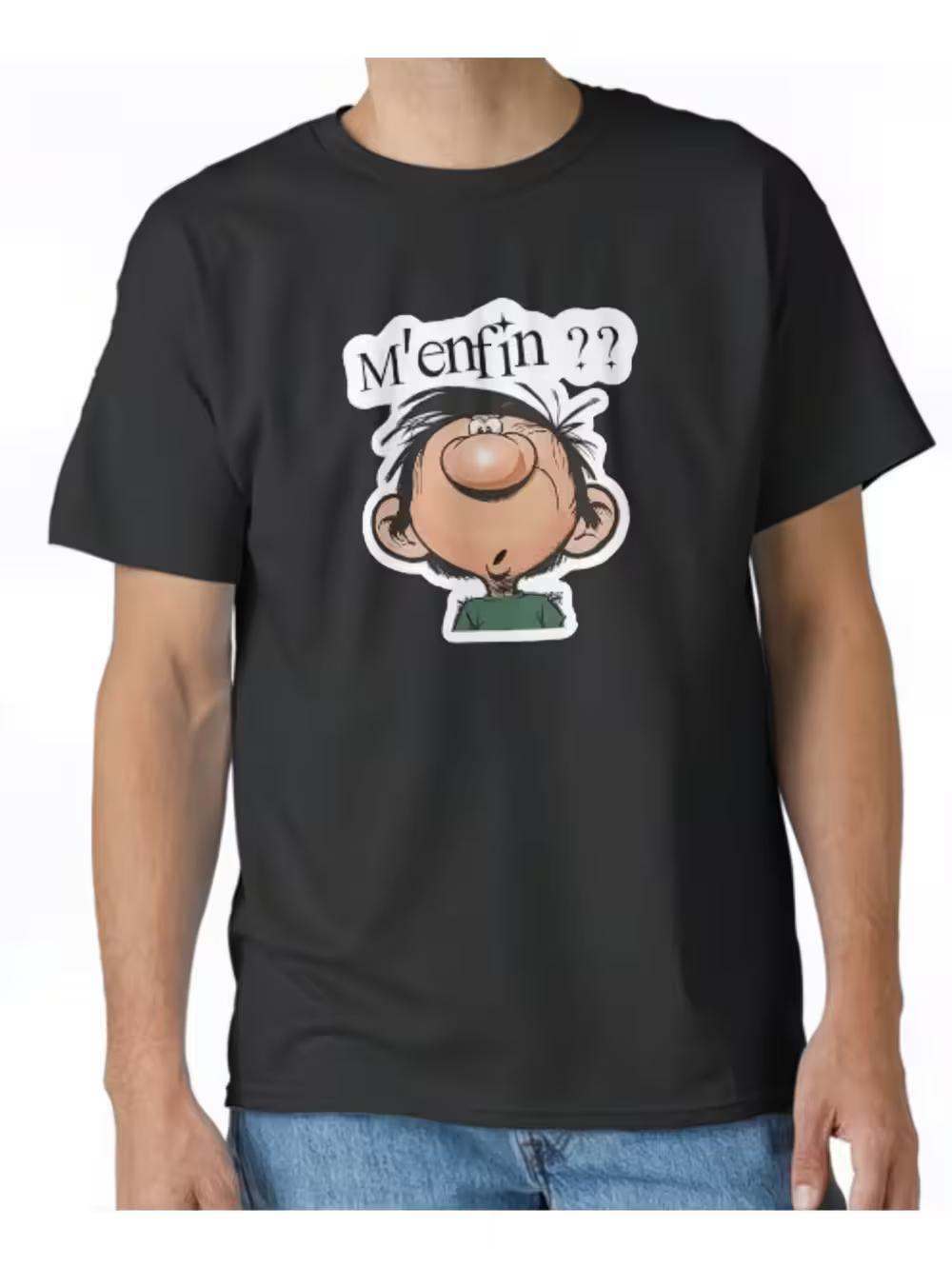 Gaston Lagaffe Mentfin? Funny Comic Graphic T-Shirt - Classic Men s & Unisex Short-Sleeve Cotton Tee L