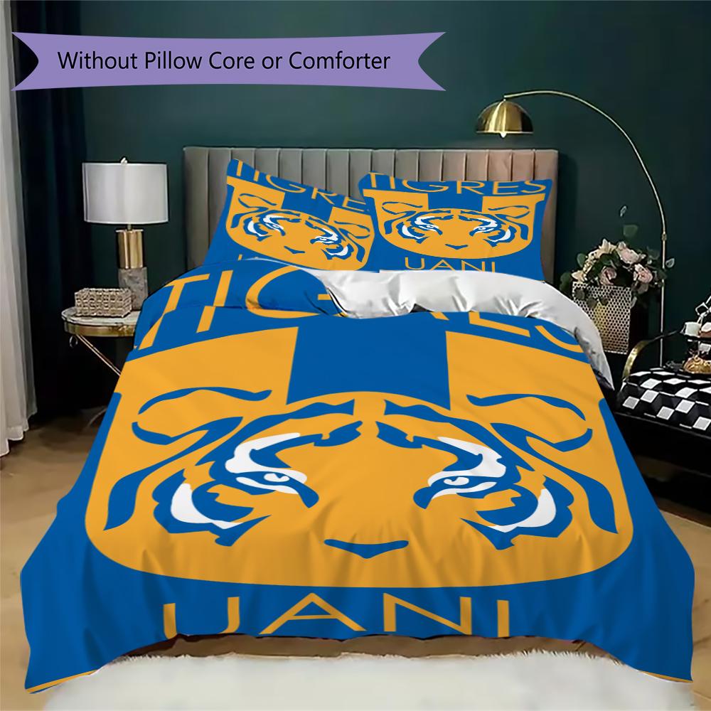 Tigres UANL Pattern Bedding uilt Set uilt Cover Pillowcase Home Decoration Birthday Gift (1 * duvet cover + 2 * pillowcase without core)219
