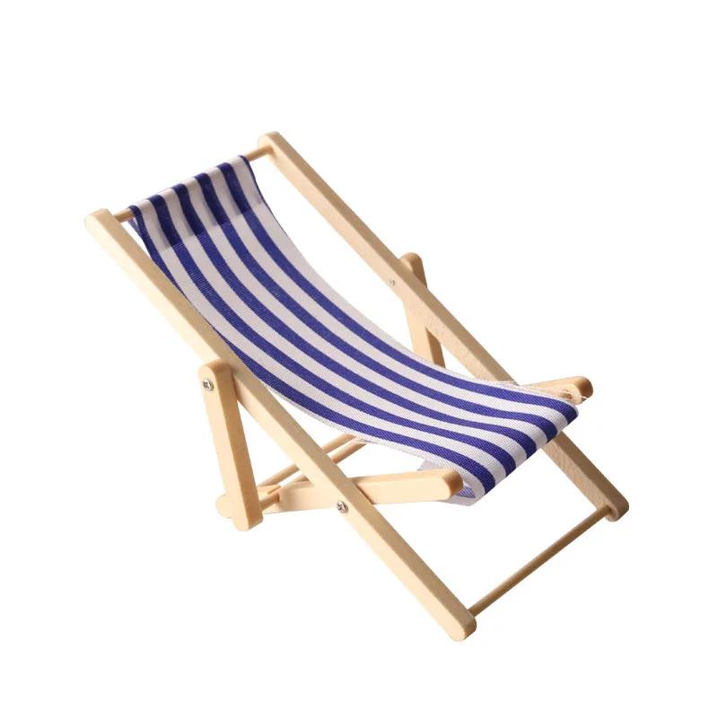 1:12 Mini Wooden Beach Chair Miniatures Home Scene Furnishings Emulational Furniture Model Dollhouse Home Decoration Play House