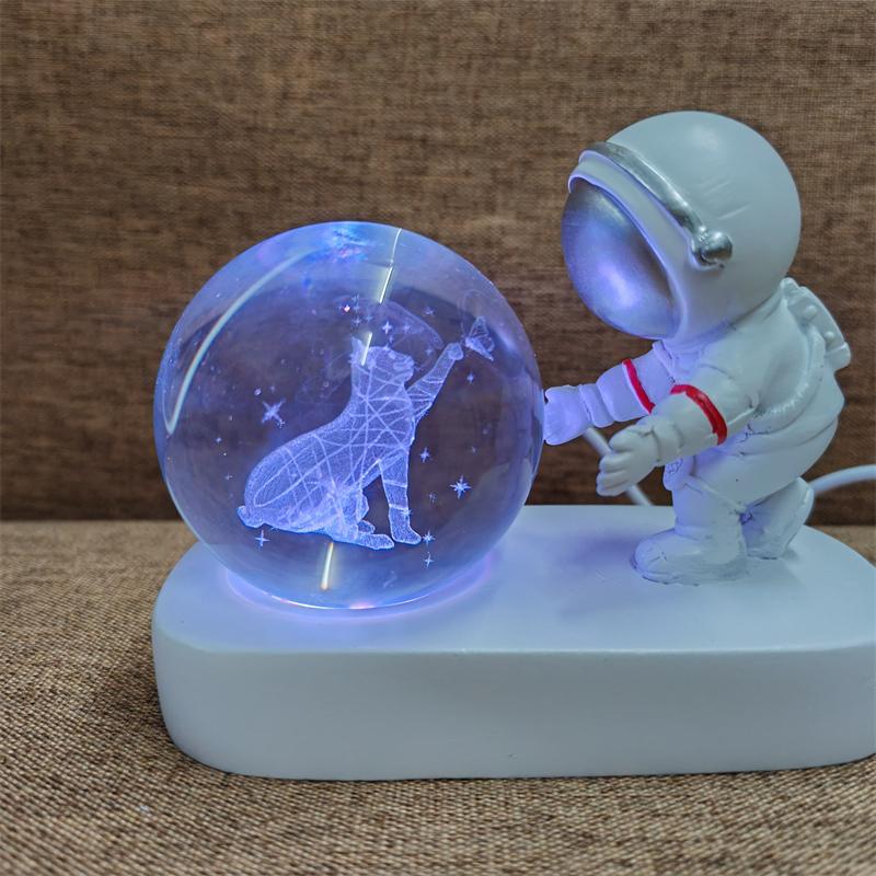 Astronaut Creativ 3D Minge de Cristal Led Lumină de noapte pentru Dormitor Copii Planetă Spațiu Lampă Sistem Solar USB Cadou de Crăciun pentru copii