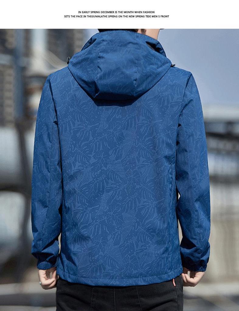 Men's Plus Size Hooded Windbreaker Jacket - Casual Spring Student Outerwear