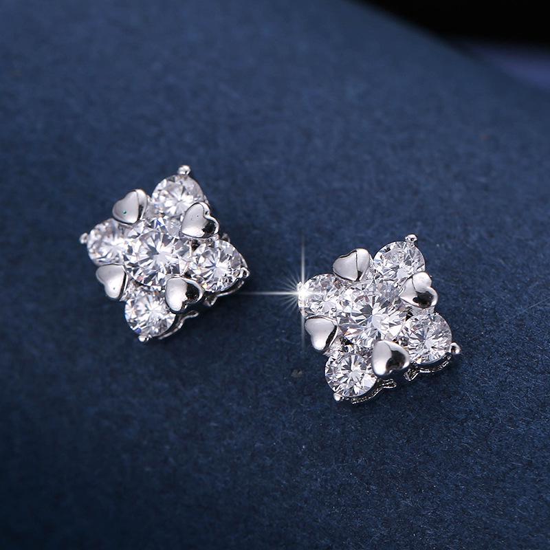 Korean Style Heart Rhinestone Geometric Earrings