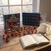 Christmas Party Favors Red Bird Advent Calendar, 24 Unique Miniature Desk Decor Figurines, Tree Hanging Ornaments for Holiday Gifts Calendar