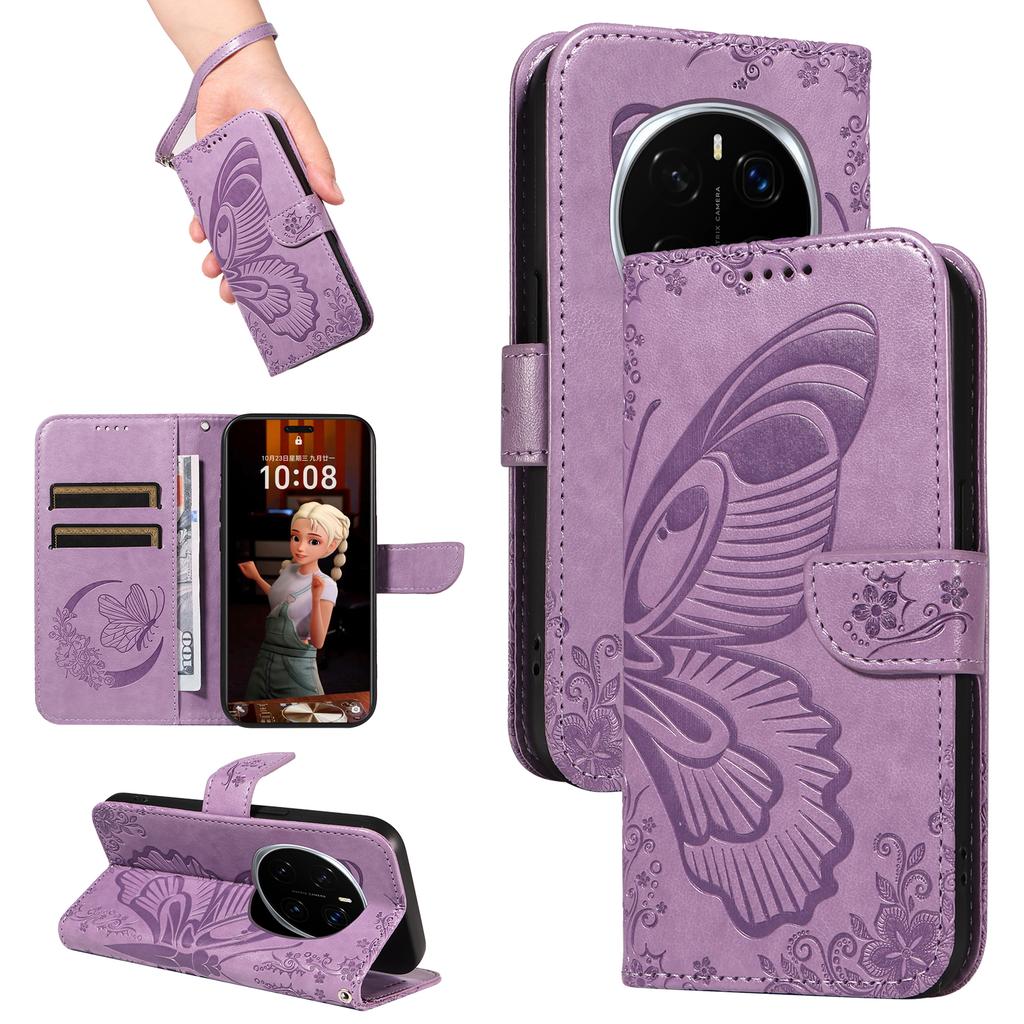 For Honor Magic7 Pro 5G Case Butterfly Pattern PU Leather Folio Flip Phone Cover
