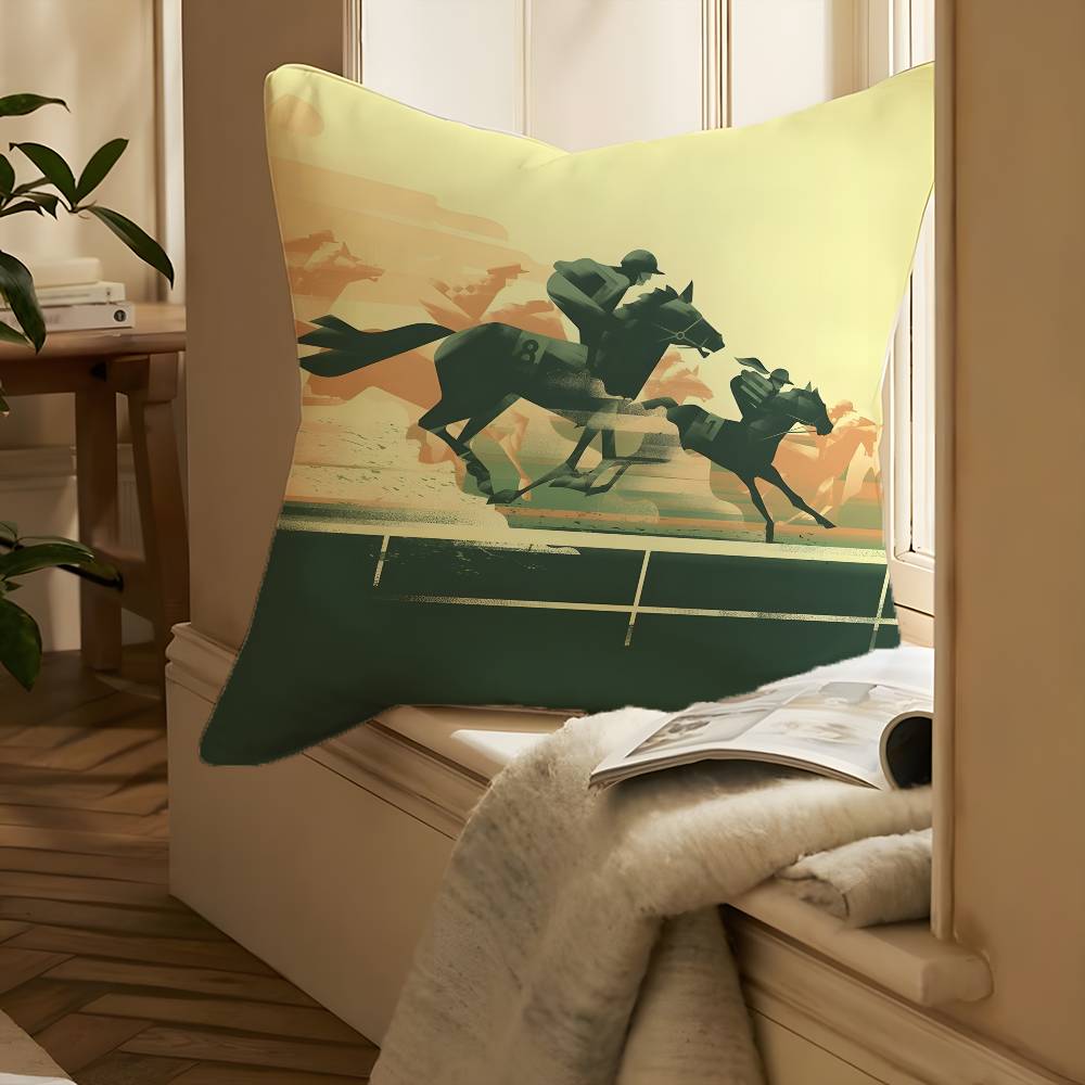Competition Promotion Horse Racing Pillow Case Printing Pillowcase Living Room Sofa Cushion Cover Bedroom Room Decor